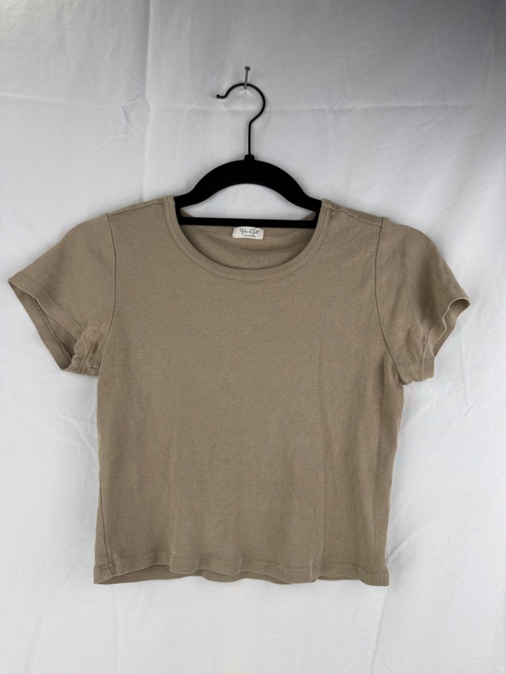 John Gault Brandi Melville Taupe Short Sleeve Cropped Crewneck Tee Size Small